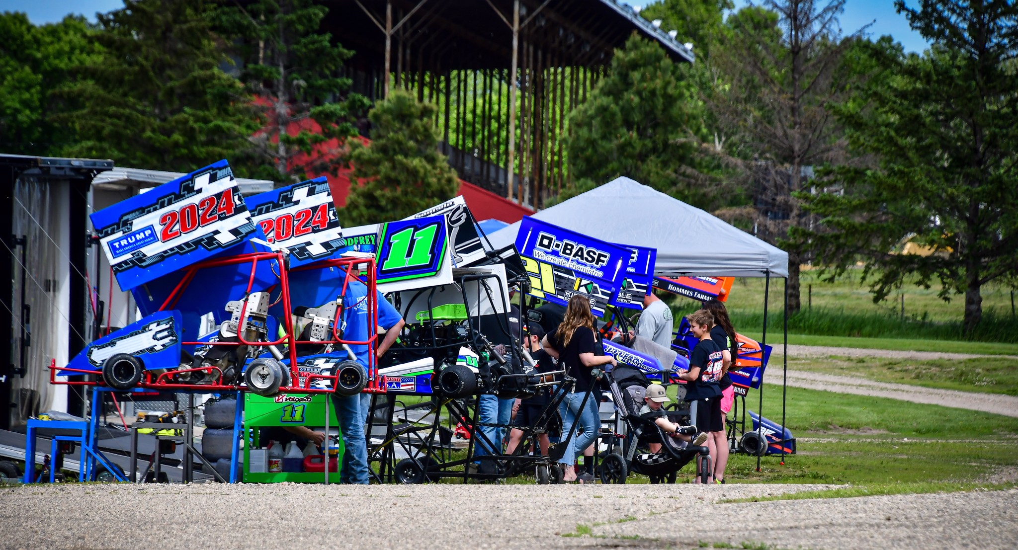 go karts being maintained