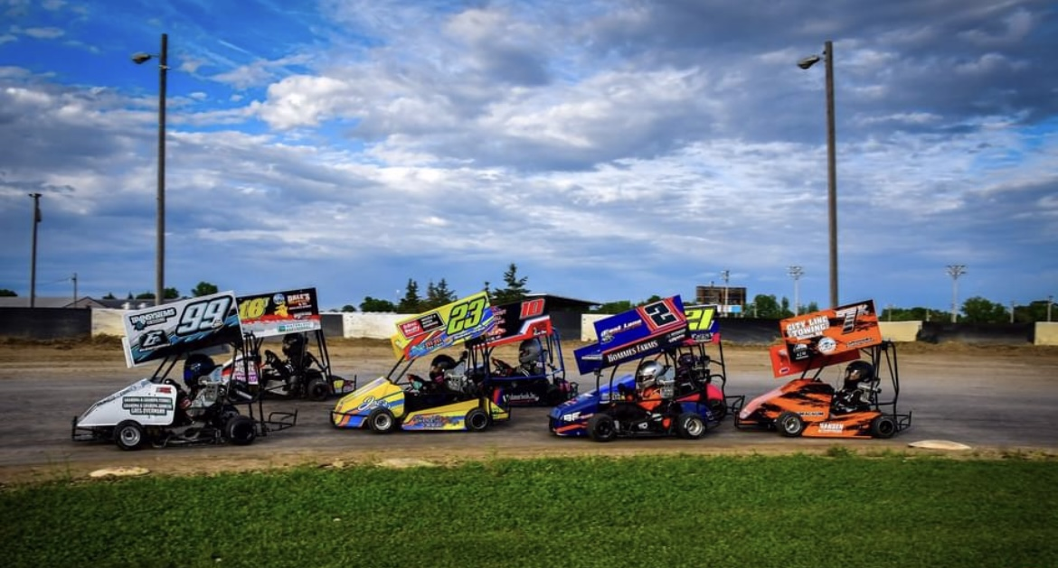 go karts racing close together